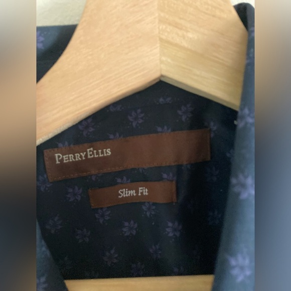 Perry Ellis Slim Fit Button Down Shirt Short Sleeve Floral Medium NWT - Picture 5 of 8